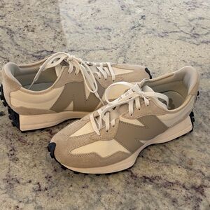 New Balance 327 Tan and White Athletic Shoes